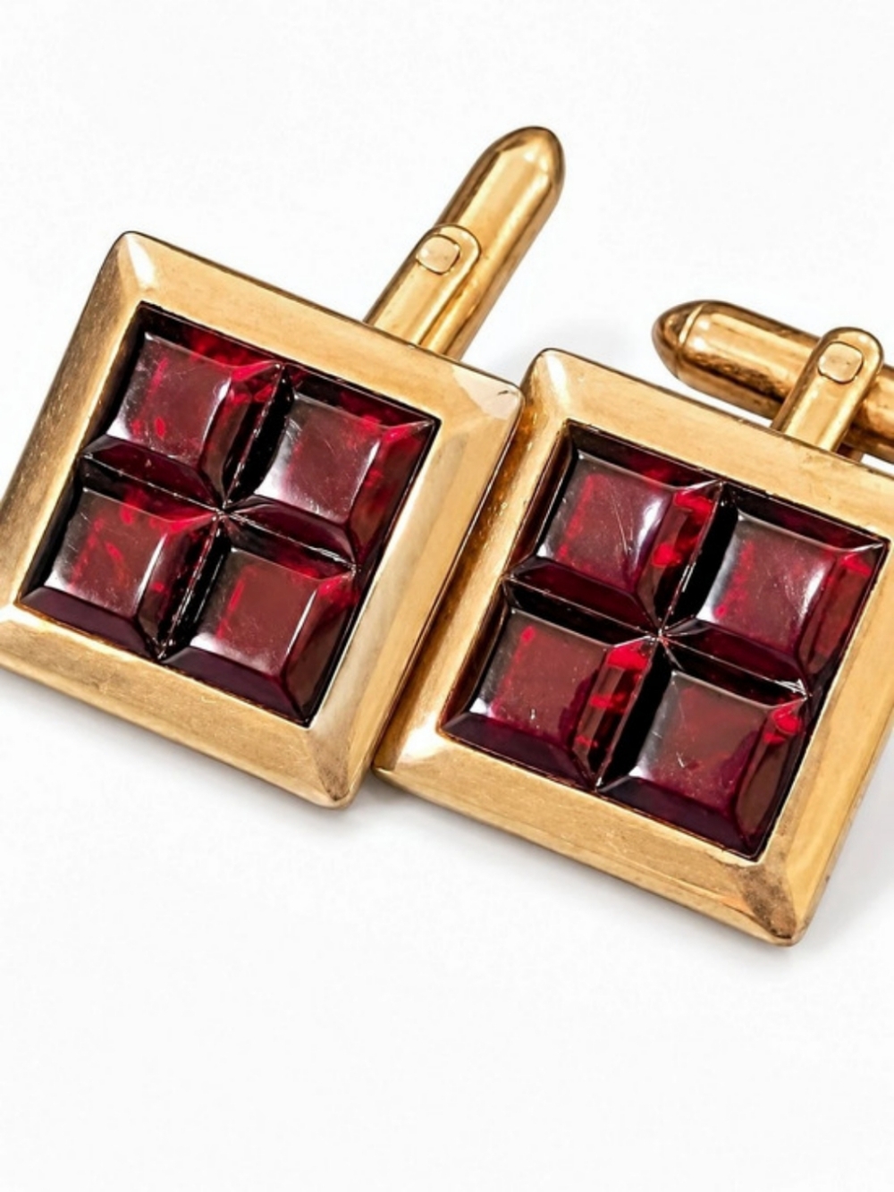 Swank Square Red Inset Cufflinks